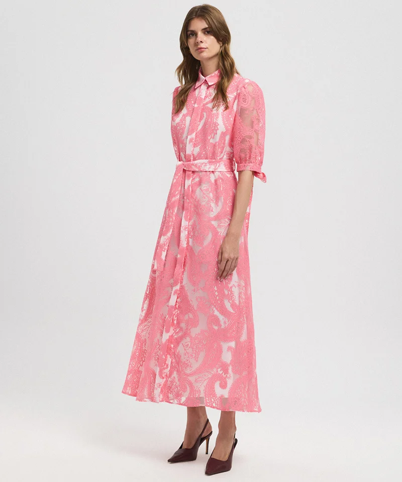ابيكول Jacquard Balloon-Sleeve Dress